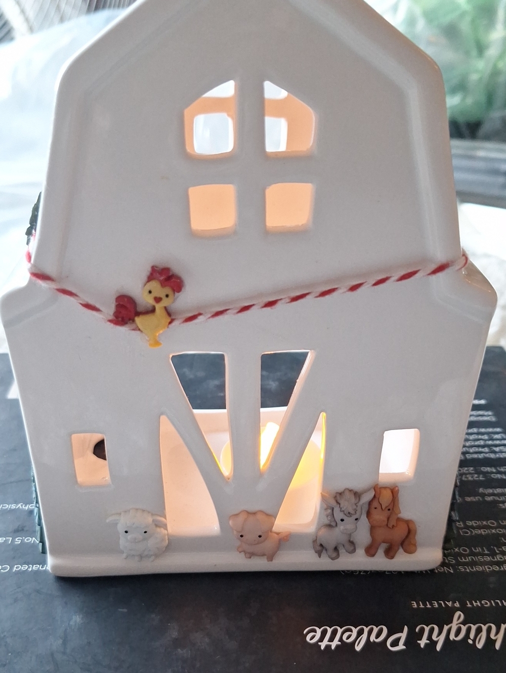 White Ceramic Holiday House Tealight Holder - Created By Me JB
